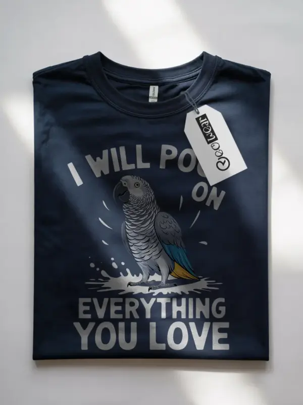 Navy african grey shirt – pet bird humor tee