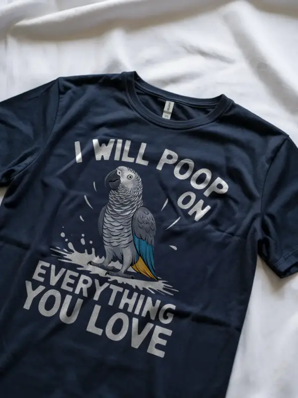 Navy african grey shirt – pet bird humor tee