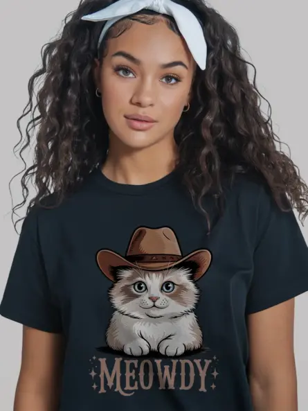 Ragdoll cat meowdy shirt in black – cowboy cat lover tee