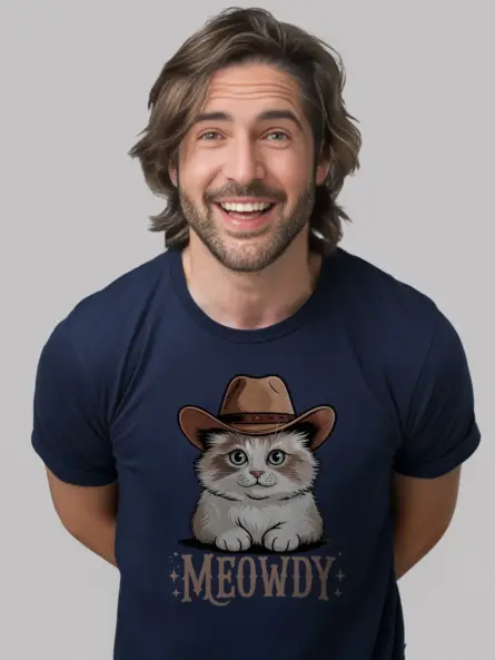 Navy ragdoll cat meowdy shirt – cute cowboy cat t-shirt