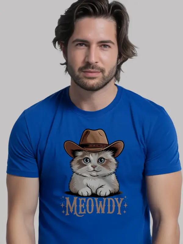 Royal blue ragdoll cat meowdy shirt – funny texas meme tee