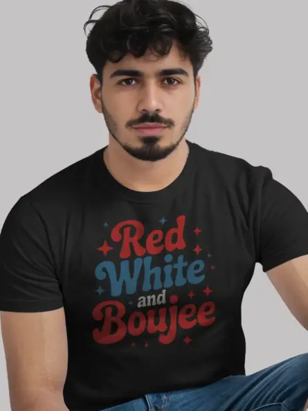 Red White and Boujee Shirt, 4th of July Shirt, Retro Patriotic Shirt for Women – Black