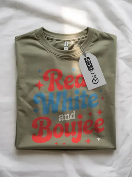 Red white and boujee shirt, independence day shirt, boujee shirt for women – military green