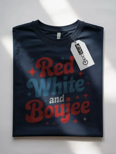 Red white and boujee shirt, retro patriotic shirt, july 4th shirt for women – navy