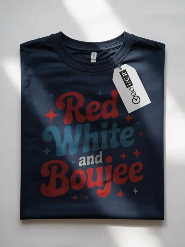 Red white and boujee shirt, retro patriotic shirt, july 4th shirt for women – navy