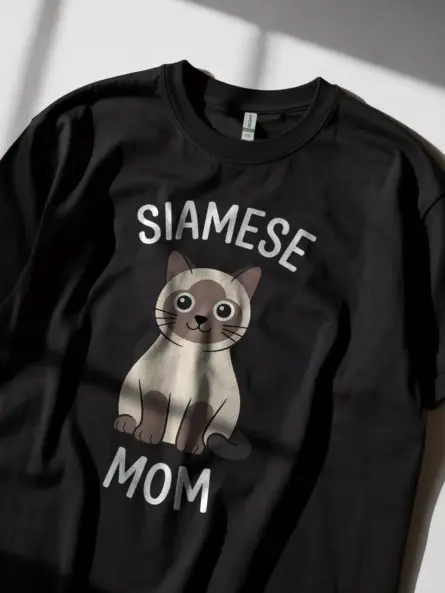 Siamese cat mom shirt in black – cute cat mom tee