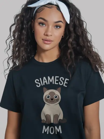 Siamese cat mom shirt in black – cute cat mom tee