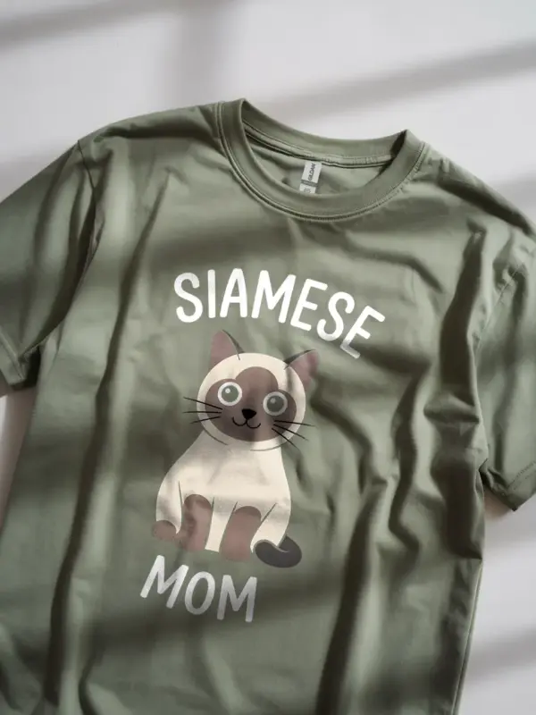 Military green siamese cat mom shirt – animal lover tee