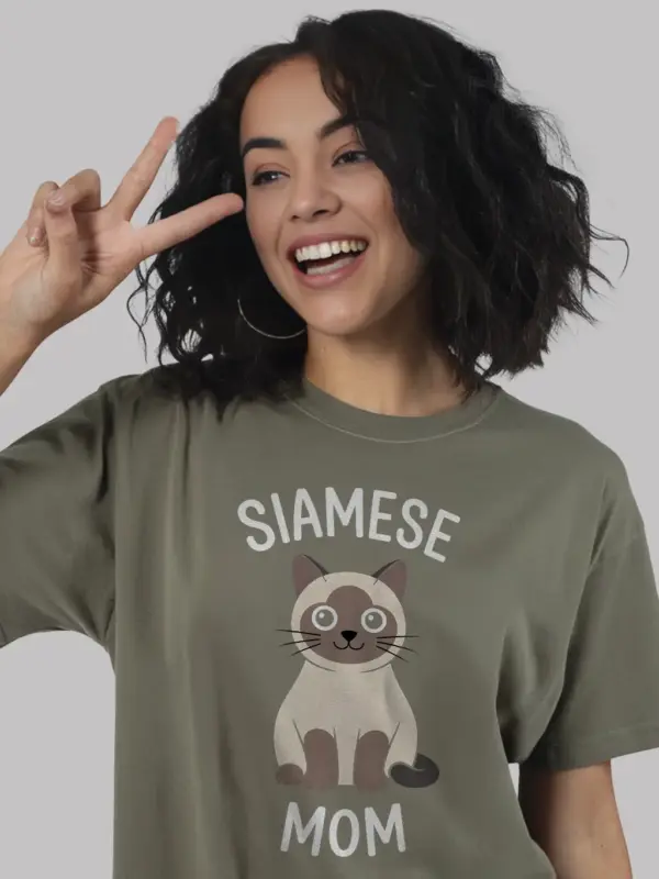 Military green siamese cat mom shirt – animal lover tee