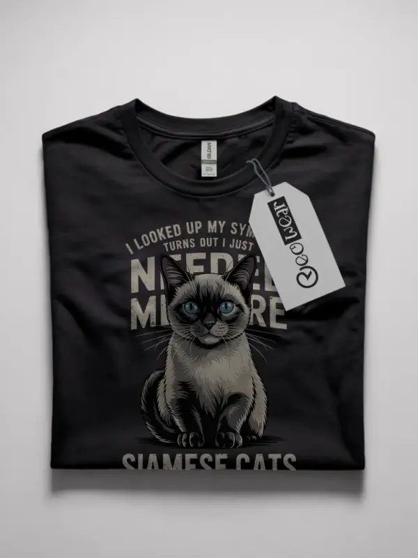 Siamese cat shirt in black – funny vintage-style tee