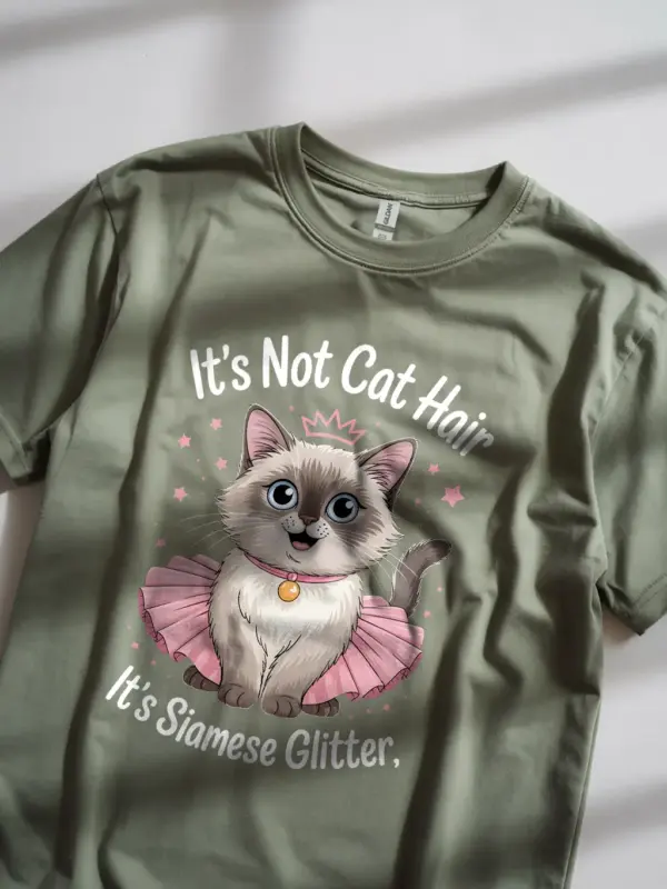 Military green siamese glitter shirt – pet cat mom dad tee