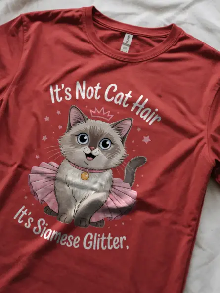 Red siamese glitter shirt – siamese lover tee