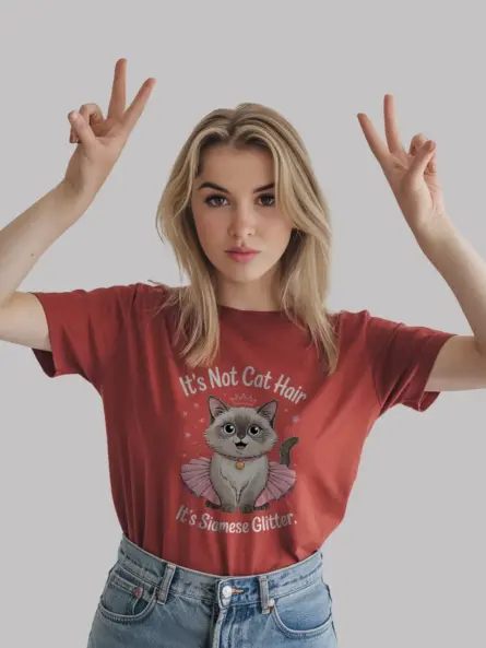 Red siamese glitter shirt – siamese lover tee
