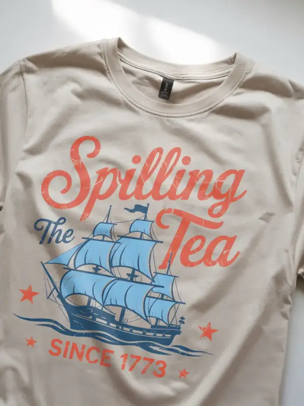 Spilling the tea since 1773 on natural shirt – usa patriotic tee, trendy 4th of july shirt