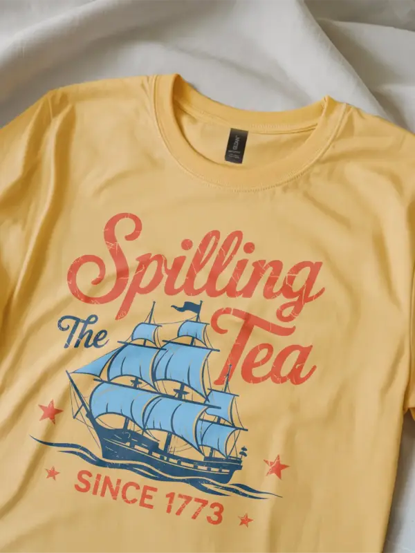 Spilling the tea since 1773 on yellow shirt – 4th of july party tshirt, trendy usa tee