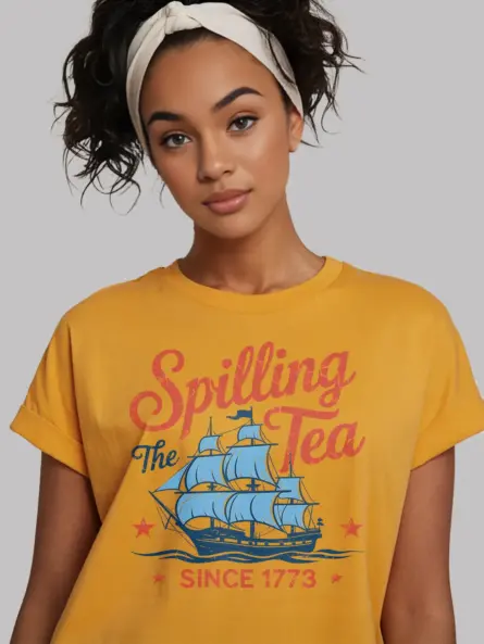Spilling the tea since 1773 on yellow shirt – 4th of july party tshirt, trendy usa tee