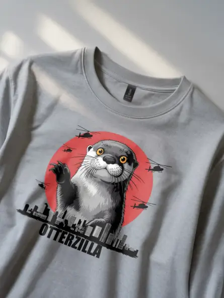 Otterzilla shirt in sport grey – giant otterzilla shirt for animal lovers