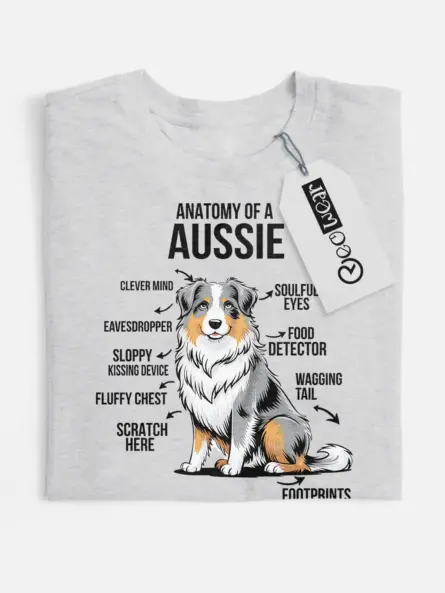 Sport grey Australian Shepherd diagram tee