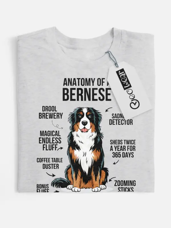 Bernese mountain dog t-shirt – ultimate funny infographic design in sport grey