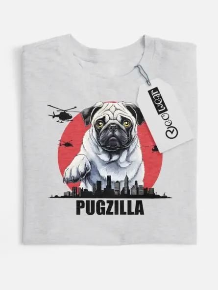 Sport grey cinematic pugzilla tee with japanese text