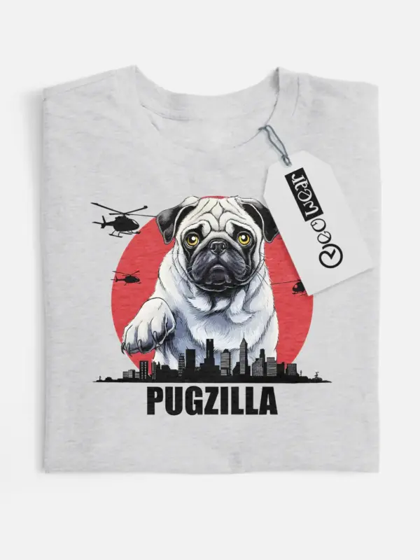 Sport grey cinematic pugzilla tee with japanese text