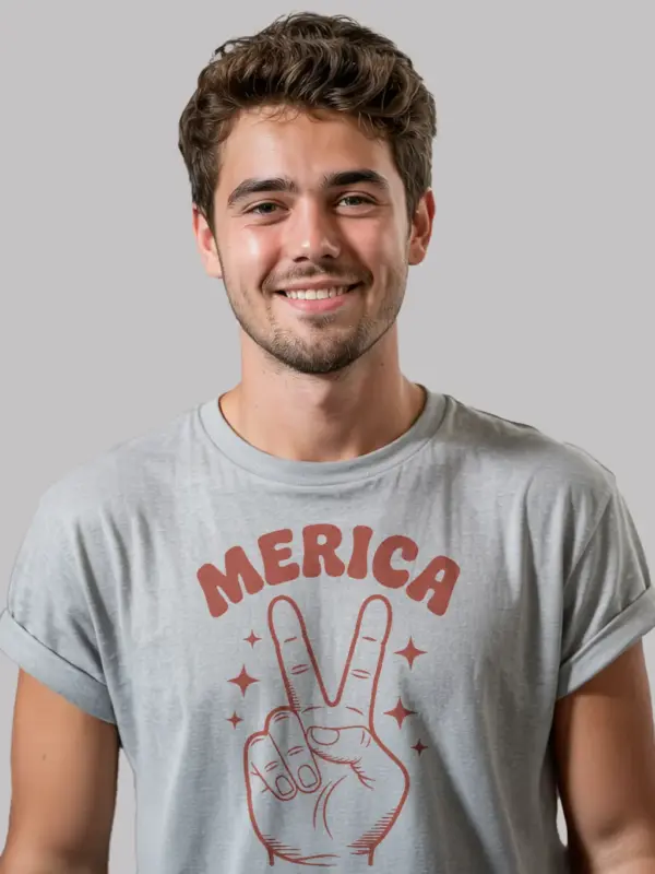 Patriotic shirt for 4th of july with vintage peace design – sport grey color