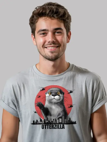Otterzilla shirt in sport grey – giant otterzilla shirt for animal lovers