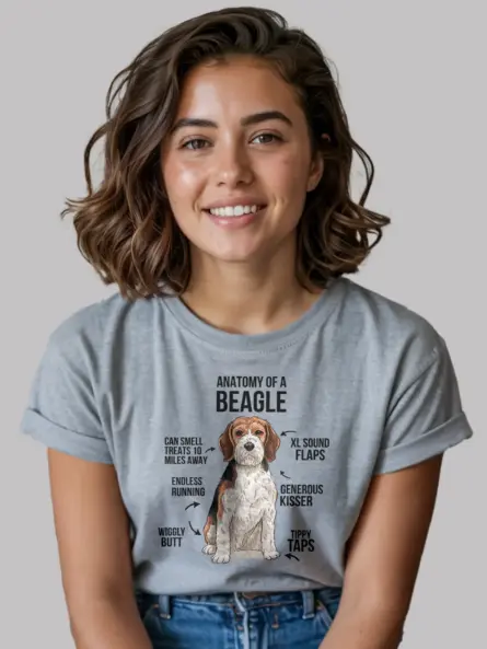 Sport grey beagle gift shirt with infographic design