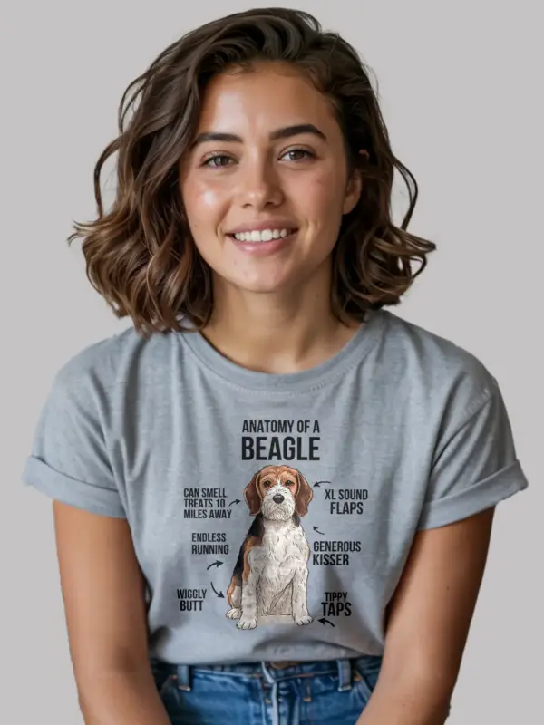 Sport grey beagle gift shirt with infographic design