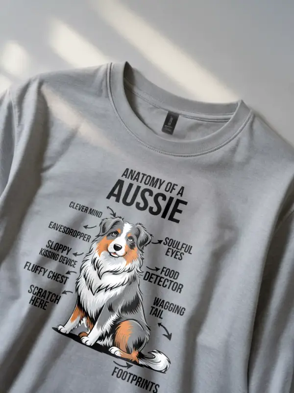 Sport grey australian shepherd diagram tee
