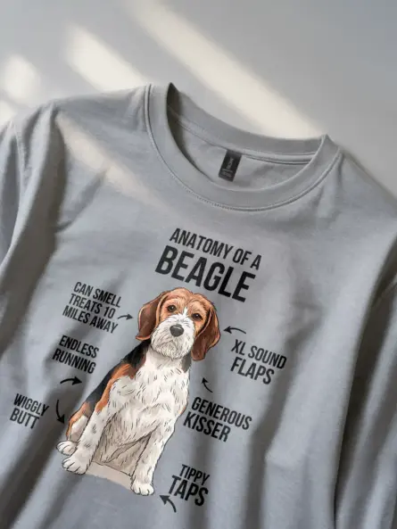 Sport grey Beagle gift shirt with infographic design