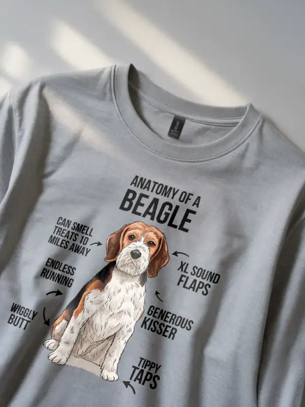Sport grey beagle gift shirt with infographic design