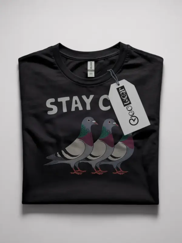 Stay coo pigeon shirt in black – funny bird lover gift, animal pun t shirt, pigeon tee