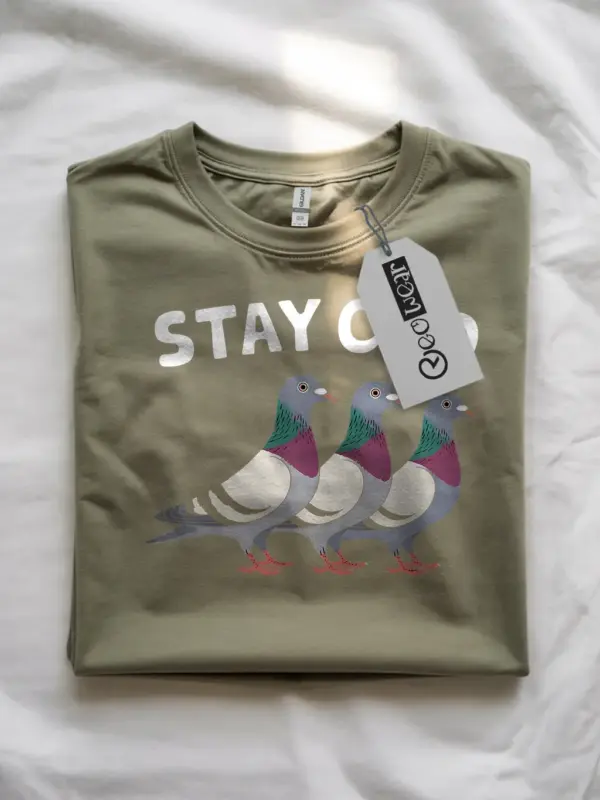 Military green stay coo pigeon shirt – wild feral pigeon tee for birdwatchers