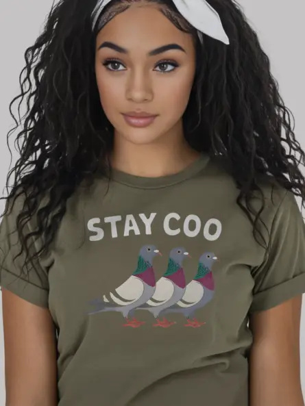 Military green stay coo pigeon shirt – wild feral pigeon tee for birdwatchers
