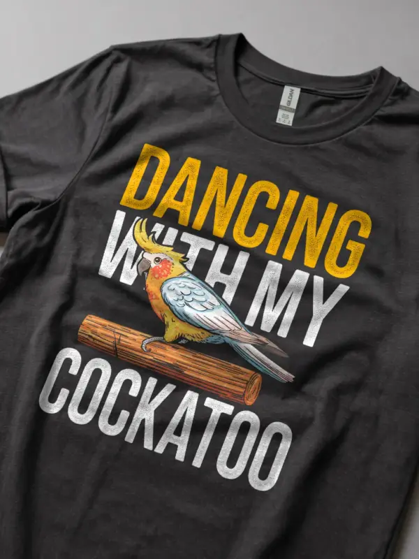 Sulphur-crested cockatoo shirt, bird lover gift, dark heather funny parrot tee, cockatoo dad shirt