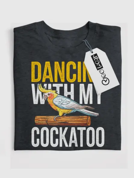Sulphur-crested cockatoo shirt, bird lover gift, dark heather funny parrot tee, cockatoo dad shirt
