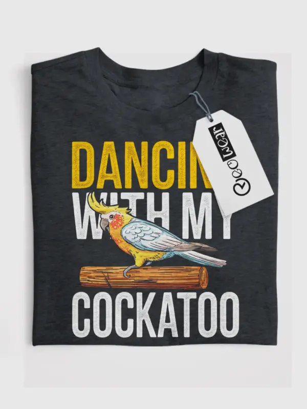 Sulphur-crested cockatoo shirt, bird lover gift, dark heather funny parrot tee, cockatoo dad shirt