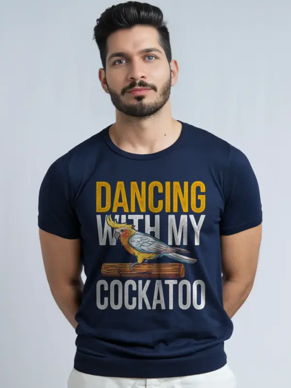Sulphur-crested cockatoo shirt, funny parrot lover gift, navy bird shirt, cockatoo mom dad
