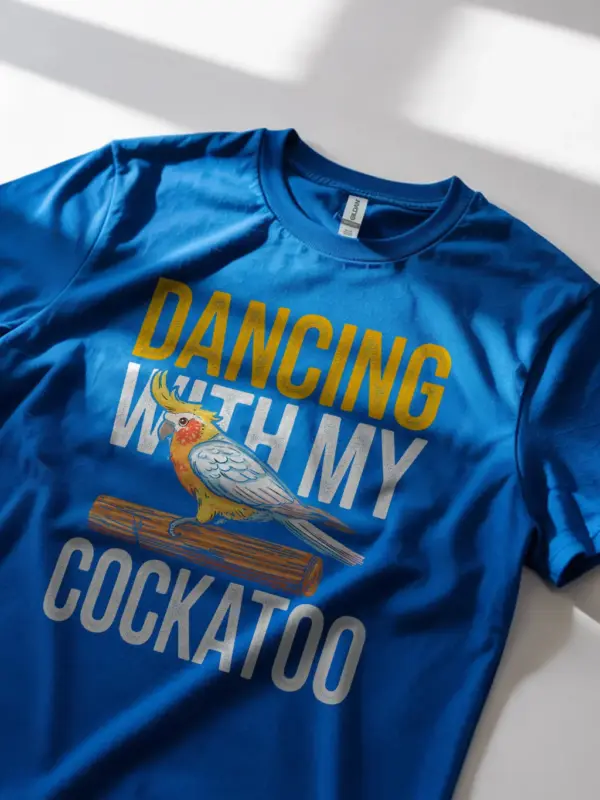Sulphur-crested cockatoo shirt, cute greater cockatoo t-shirt, royal blue parrot lover shirt