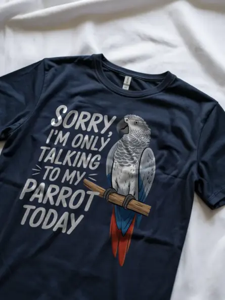 Navy parrot shirt – talking to my parrot today tee, cute pet bird tshirt