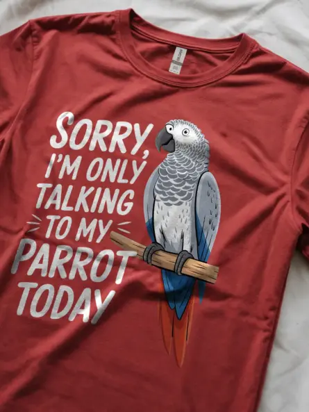 Red african gray parrot tshirt – funny parrot lover gift, bird mom dad shirt