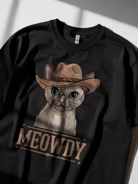 Tonkinese cat meowdy shirt in black – cowboy cat lover tee