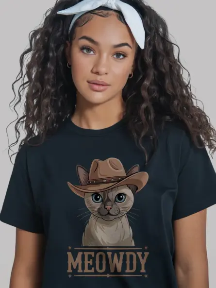 Tonkinese cat meowdy shirt in black – cowboy cat lover tee