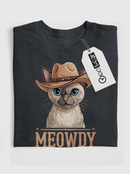 Dark heather tonkinese cat meowdy shirt – cute cowboy cat t-shirt