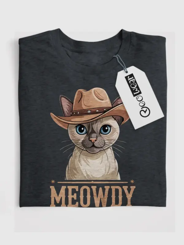 Dark heather tonkinese cat meowdy shirt – cute cowboy cat t-shirt