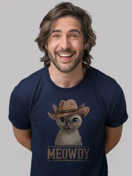 Navy tonkinese cat meowdy shirt – pet cat mom dad tee