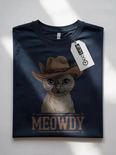 Navy tonkinese cat meowdy shirt – pet cat mom dad tee
