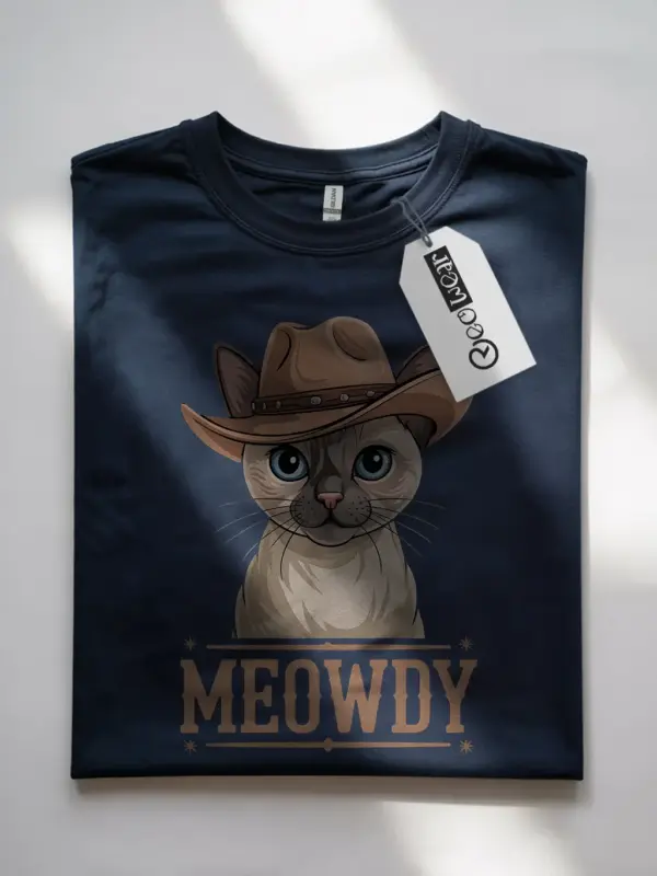 Navy tonkinese cat meowdy shirt – pet cat mom dad tee