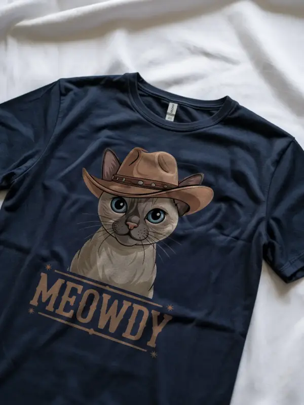 Navy tonkinese cat meowdy shirt – pet cat mom dad tee